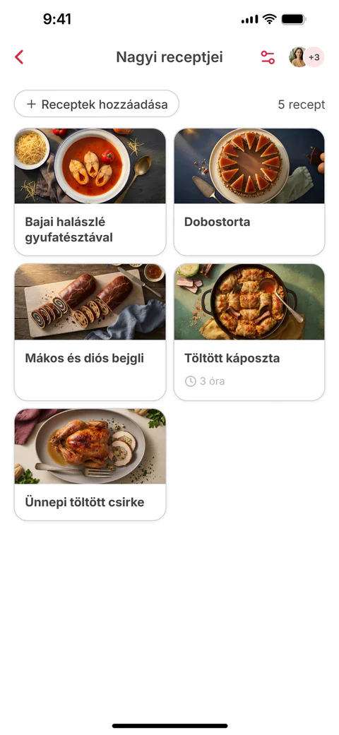 A „Nagyi receptjei” megosztott gyűjtemény hat recepttel; a hatodik, a Somlói galuska éppen most került bele