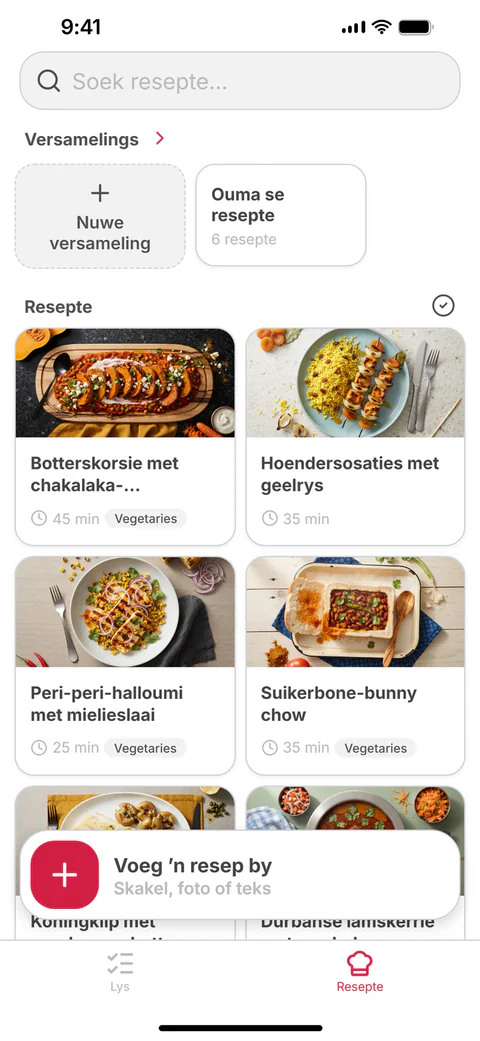 Jou resepte: gestoorde resepte en versamelings in ’n rooster