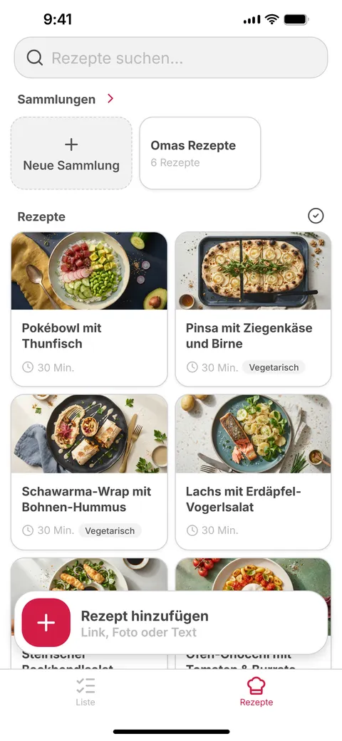 App-Screen: Rezeptübersicht