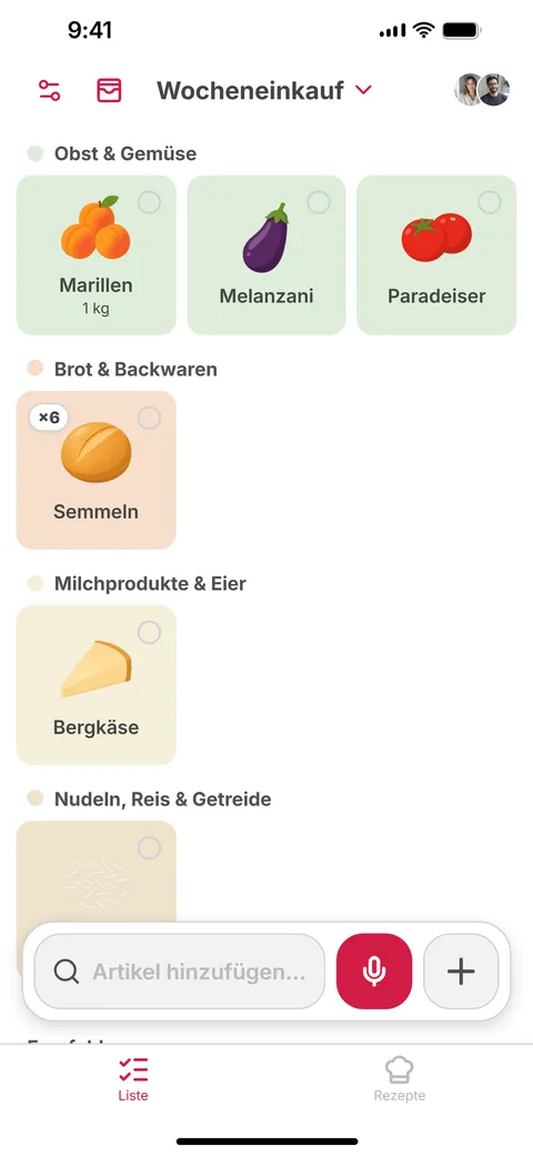 App-Screen: Gescannte Liste in der App